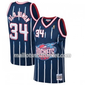 Maillot Homme Houston Rockets Hakeem Olajuwon 34 Hardwood Classics Navy Swingman